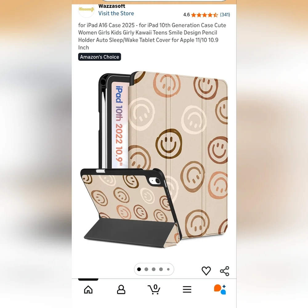 Smiley Face Tablet Case for iPad 10th Gen - Beige